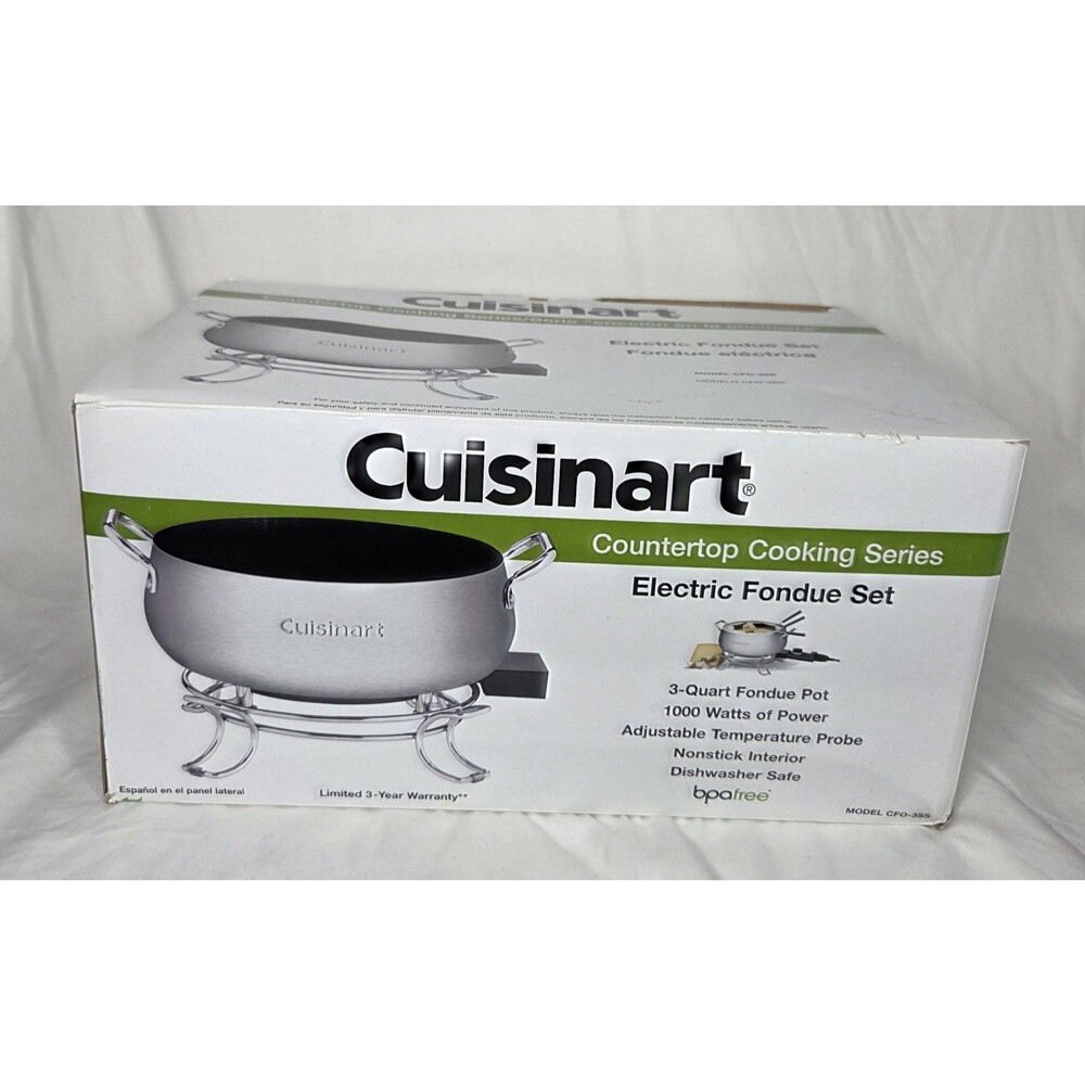 Cuisinart CFO-3SS Electric Fondue Set 3-Quart Brushed Stainless Steel Series New